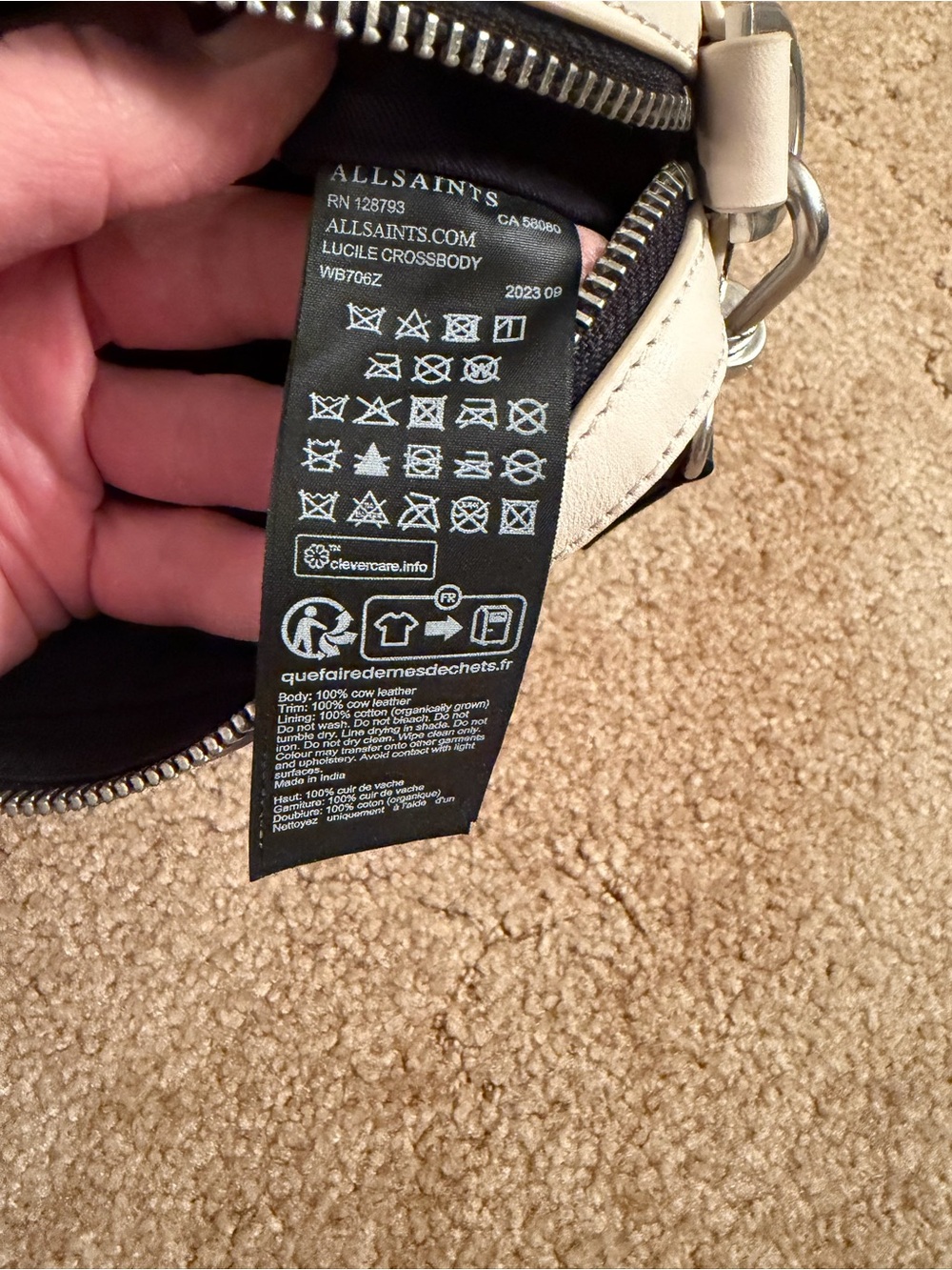AllSaints Black Leather Interior Label - Picture 10 of 13